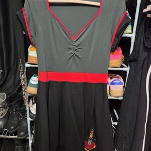 Sourpuss Black and Red Midi Dress. Size XL